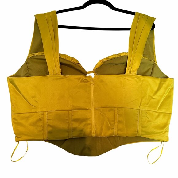 Womens Chartreuse Constructed Satin Ruched Bust Corset US/18 PrettyLittleThing - Picture 6 of 13
